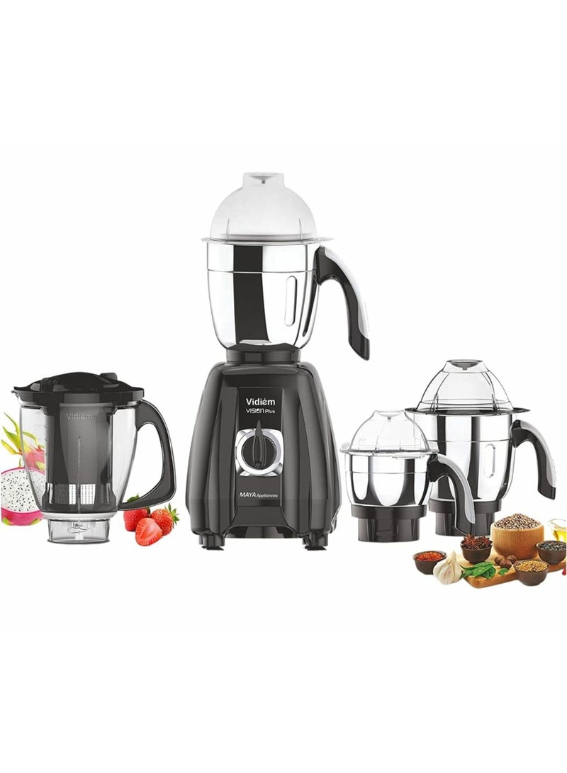 Vidiem Mixer Grinder 581 A Vision Plus (Multicolour) | 750 watt Mixer grinder with 4 Jar in-1 Juicer | Leakproof Jars with self-lock for wet & dry spices, chutneys & curries | 5 Years Warranty - Image 1
